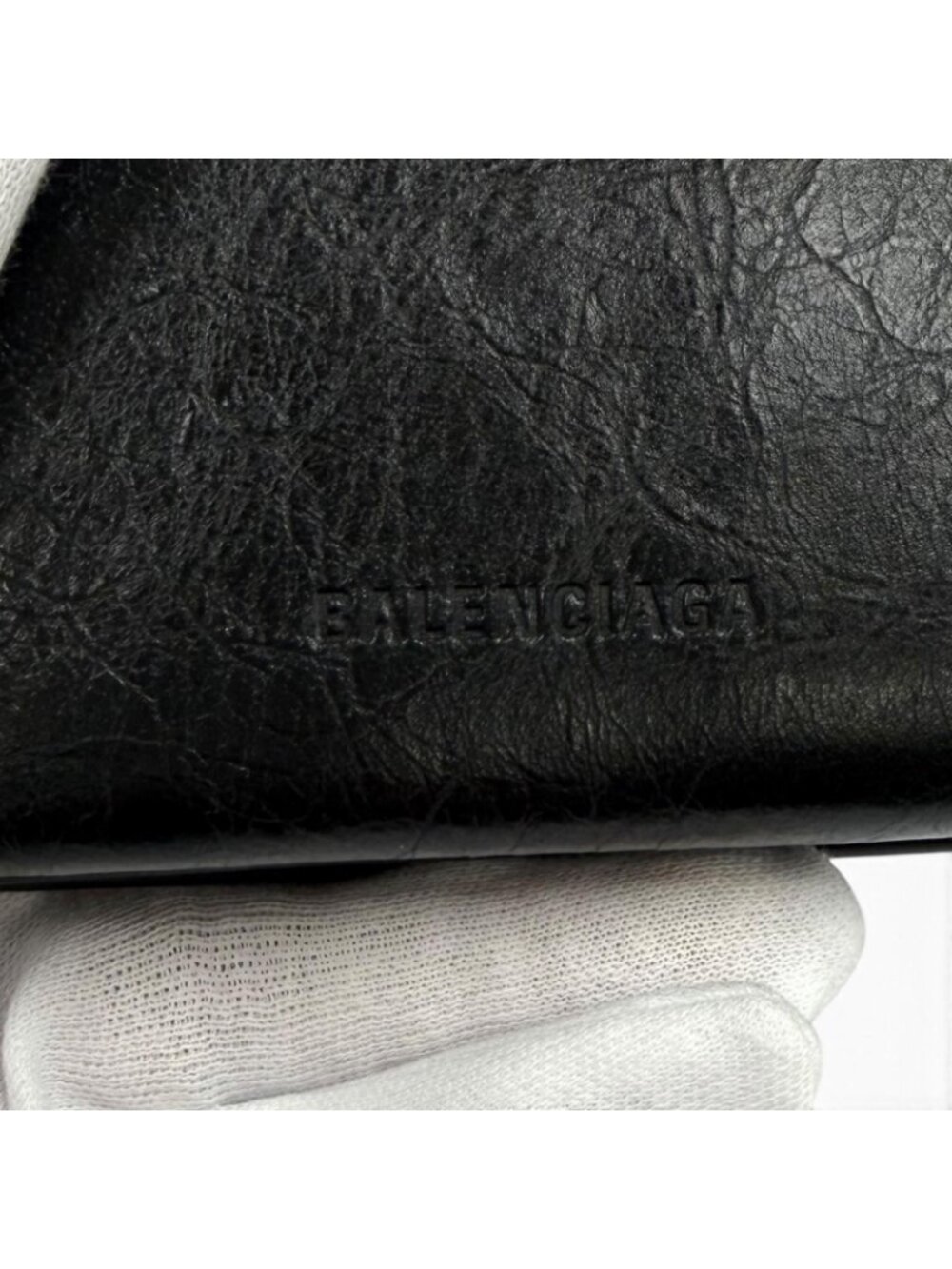 Balenciaga le Cagole Logo Leather Mini Wallet Trifold Black - Picture 9 of 12
